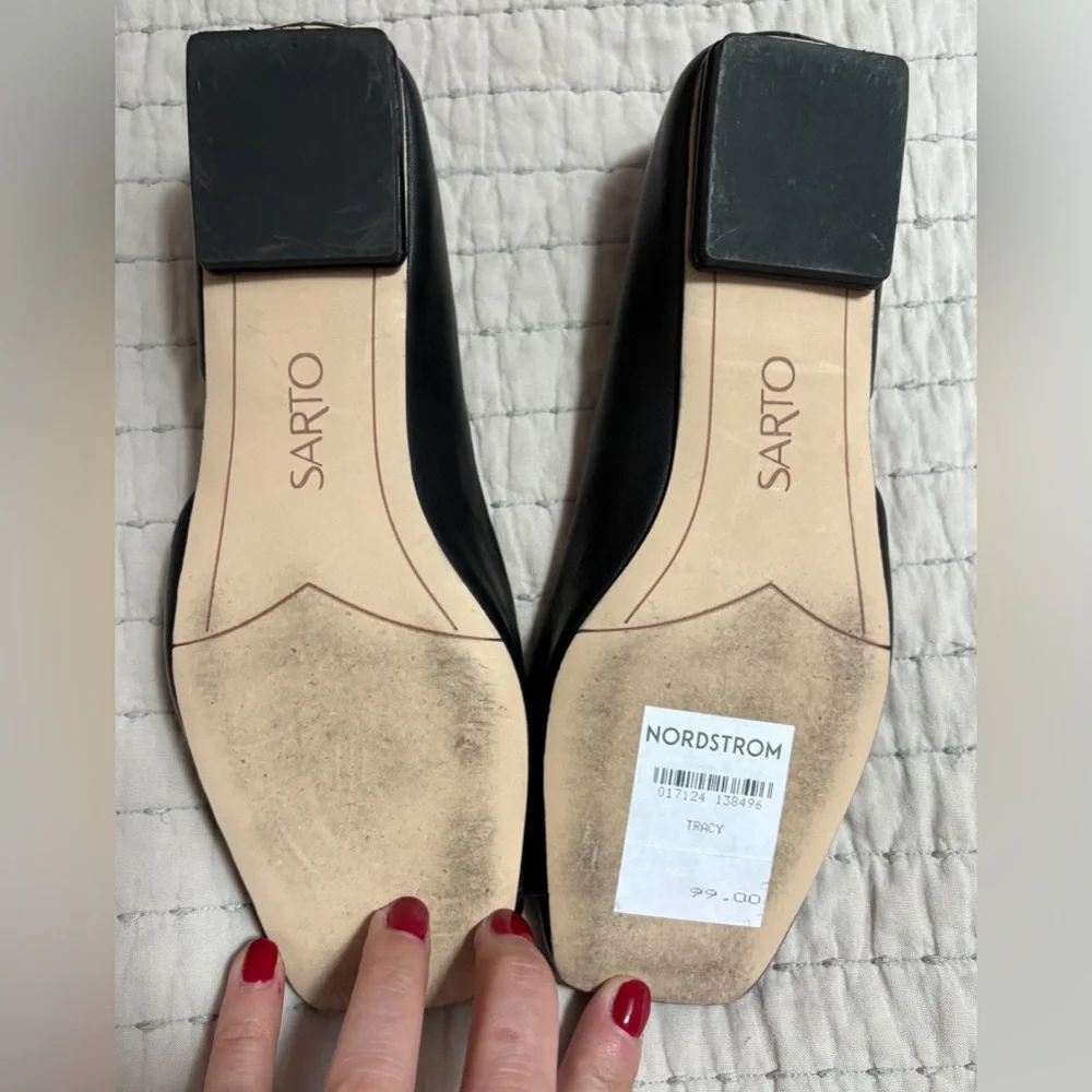 Franco Sarto‎ Elegant Black Tracy Leather Flats Size 7 EUC